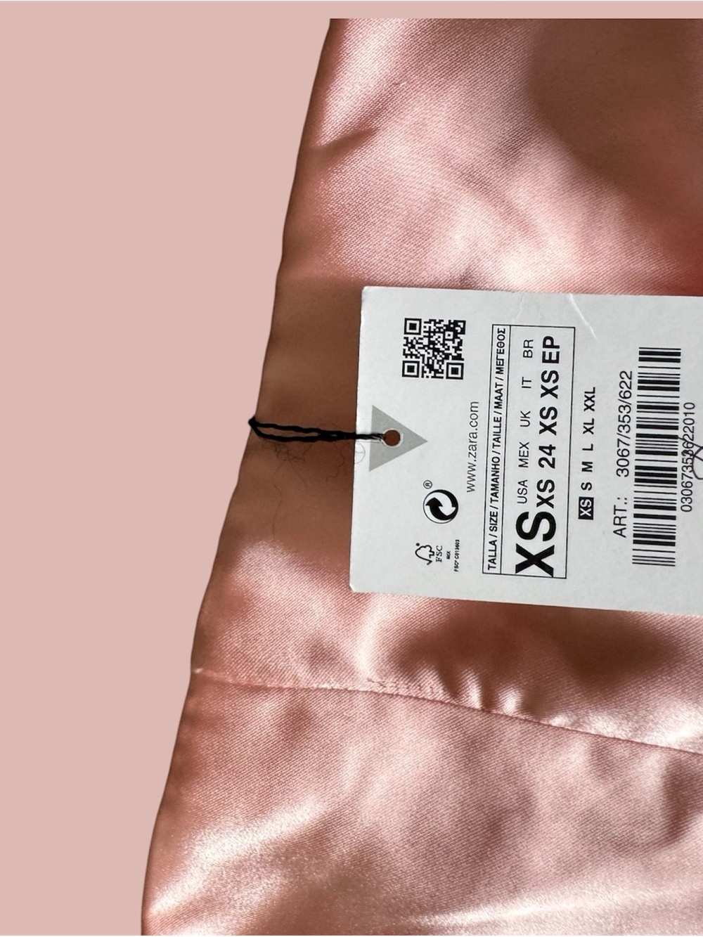 Zara Blush Satin Top with Tag